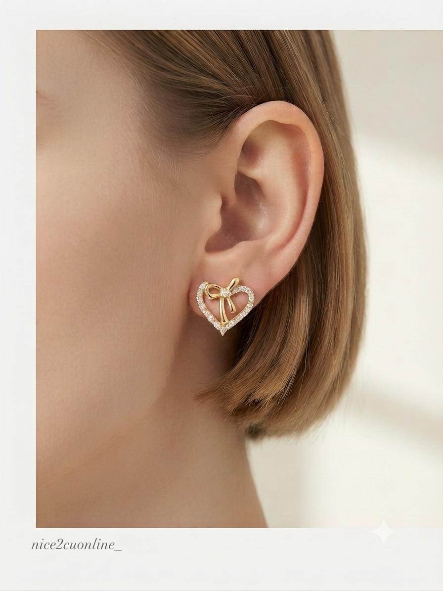COQUETTE RIBBON HEART EARRINGS