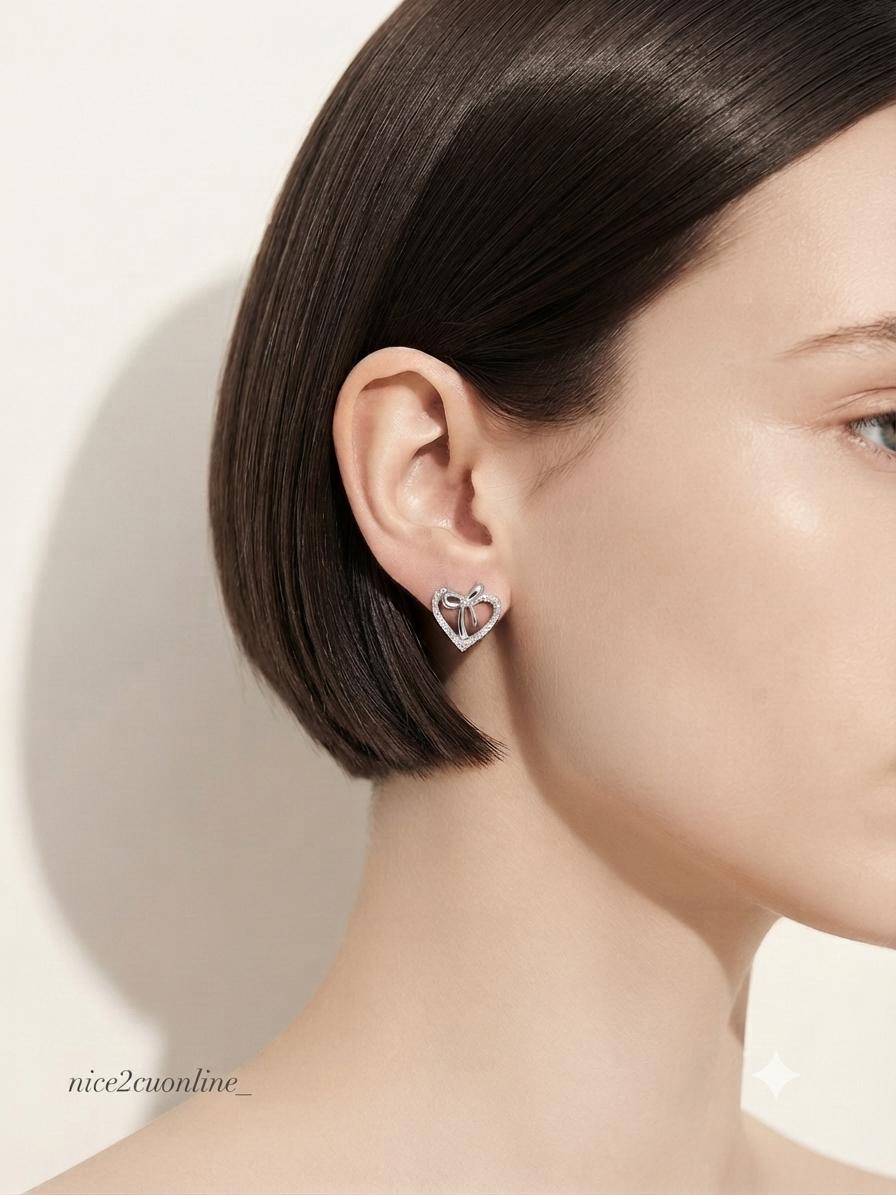 COQUETTE RIBBON HEART EARRINGS