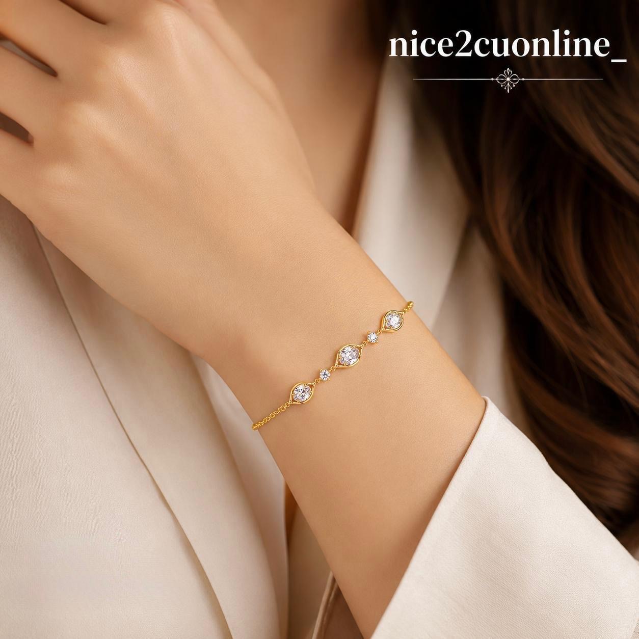 GRACEFUL MARQUISE STONE GOLD BRACELET